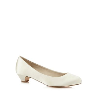 Debut Cream sateen low court shoes